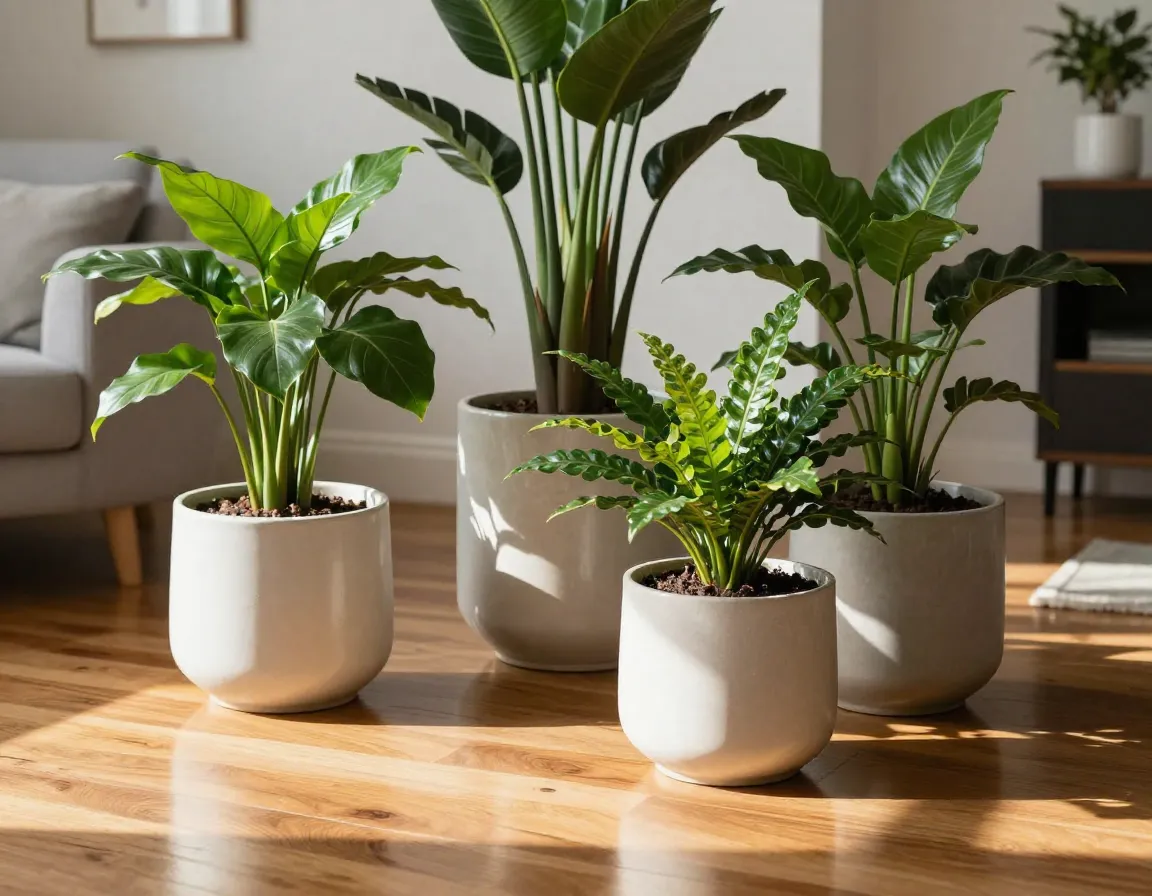 Premium krukväxter i modernt hem